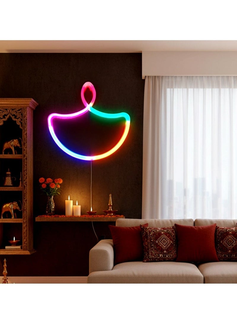 ZAYO LED Diya Lights, Decorative Diya Fairy Lights for Diwali Home Decoration, Festival, Color Changing Diya String Light, Multicolour 30CM - Image 4